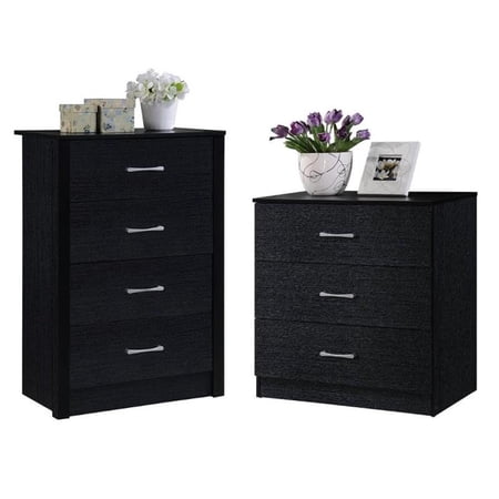 Home Square 2-Piece Contemporary Engineered Wood Black
