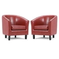 thumbnail image 1 of Home Square 2 Piece Contemporary Faux Leather Tub Chair Set in Red, 1 of 8