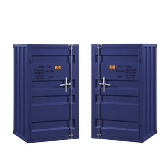 Home Square 2 Piece Contemporary Metal Cargo Chest Set with Door in Blue