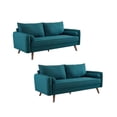 thumbnail image 1 of Home Square 2 Piece Contemporary Modern Polyester Fabric Sofa Set in Teal Blue, 1 of 8