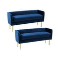 thumbnail image 1 of Home Square 2 Piece Contemporary Velvet Bench Set in Navy Blue, 1 of 5