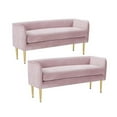 thumbnail image 1 of Home Square 2 Piece Contemporary Velvet Bench Set in Pink, 1 of 5