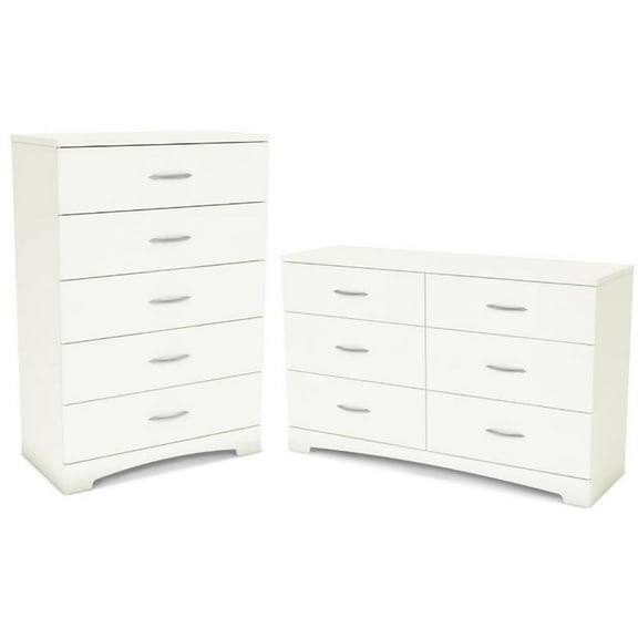 Home Square 2-Piece Dresser Set, 6-Drawer Double Dresser, Pure White