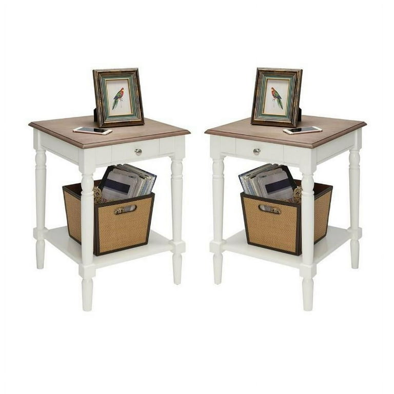 White and brown end tables deals