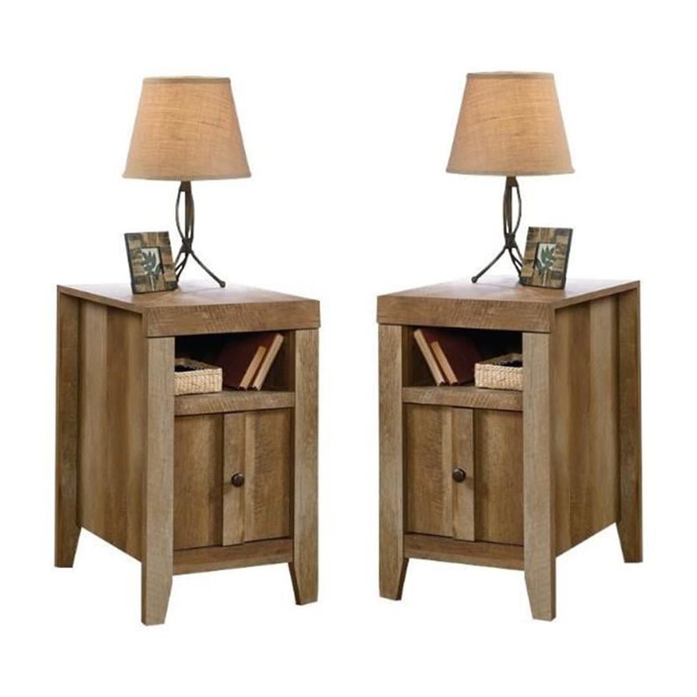 Home Square 2 Piece Engineered Wood End Table Set in Craftsman Oak