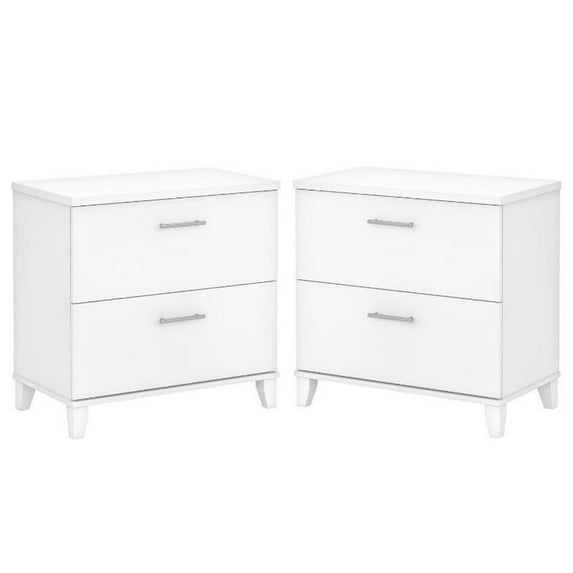 Home Square 2 Piece Engineered Wood Lateral Filing Cabinet Set in White