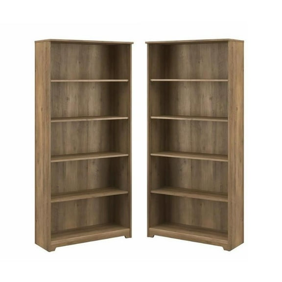 Home Square 2 Piece Engineered Wood Tall Bookcase Set in Reclaimed Pine