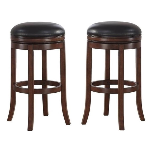 Home Square 2 Piece Extra Tall Wood Bar Stool Set in Brown Walnut and Java