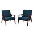 thumbnail image 1 of Home Square 2 Piece Fabric Chair with Medium Espresso Frame Set in Azure Blue, 1 of 6