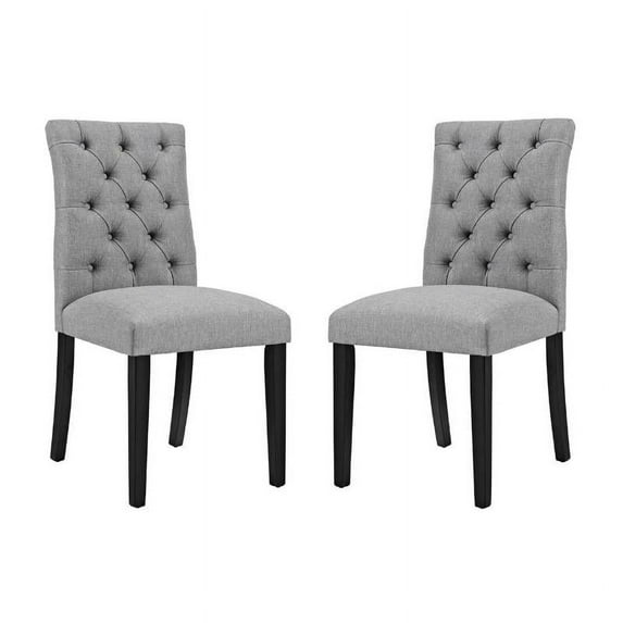 Home Square 2 Piece Fabric Upholstered Dining Side Chair Set in Light Gray