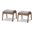 thumbnail image 1 of Home Square 2 Piece Fabric Upholstered Ottoman Set in Gray and Walnut, 1 of 7