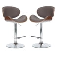 thumbnail image 1 of Home Square 2-Piece Faux Leather Adjustable Bar Stool Set in Brown, 1 of 10