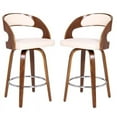 thumbnail image 1 of Home Square 2 Piece Faux Leather Swivel Counter Stool Set in Cream and Walnut, 1 of 6