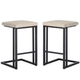 thumbnail image 1 of Home Square 2 Piece Faux Leather and Steel Counter Stool Set in Cream/Black, 1 of 5