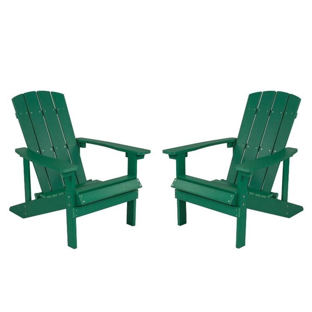 Home Square 2 Piece Faux Wood Adirondack Chair Set In Green