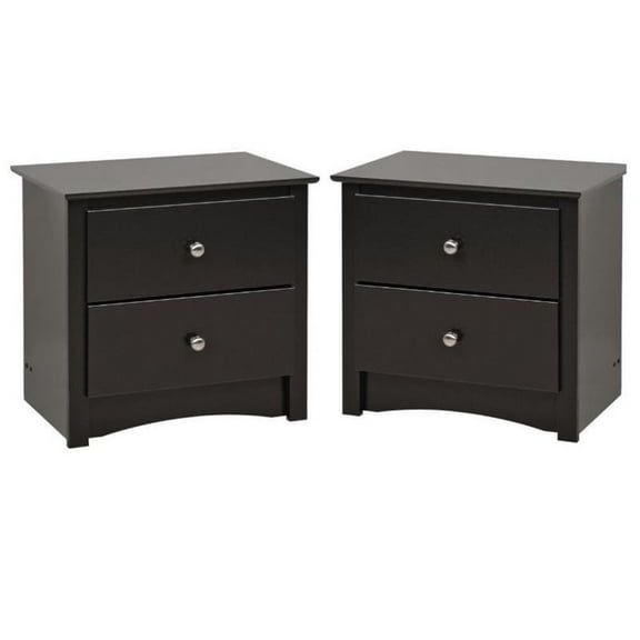 Home Square 2-Piece Furniture 2-Drawer Night Stand Set in Black