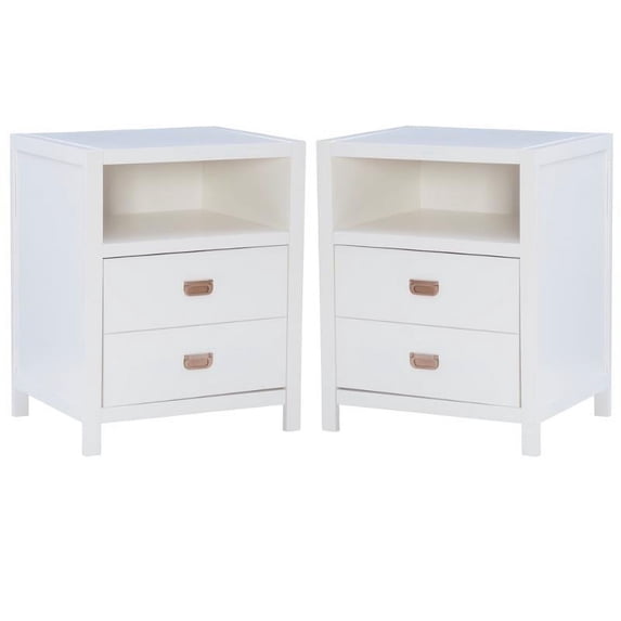 Home Square 2-Piece Furniture 22" Wood End Table Set in White