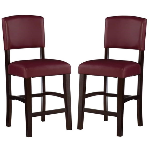 Home Square 2-Piece Furniture 24" Wood Counter Stool Set in Dark Red