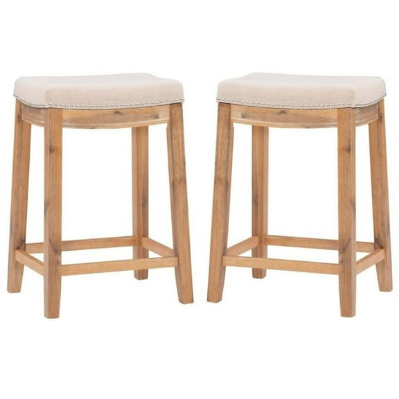 Home Square 2-Piece Furniture 26" Acacia Wood Counter Stool Set in Rustic Brown