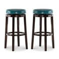thumbnail image 1 of Home Square 2-Piece Furniture 29" Wood Swivel Bar Stool Set in Teal Blue, 1 of 6