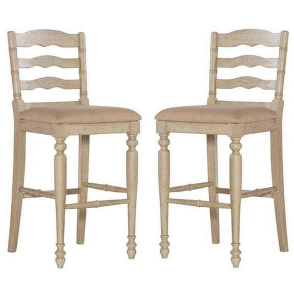 Home Square 2-Piece Furniture 30" Bar Stool Set in White Wash