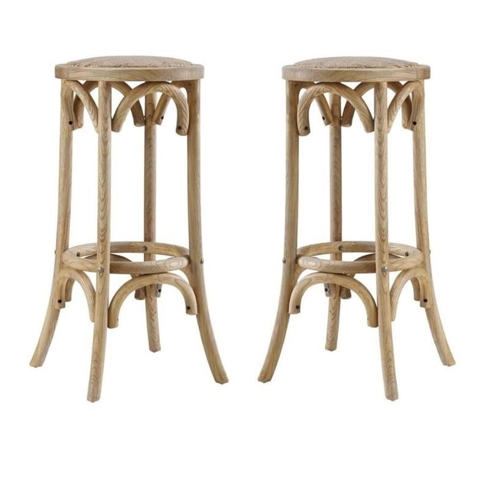 Rattan Furniture Rattan Backless Bar Stools Home Square 2-Piece