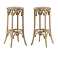 thumbnail image 1 of Home Square 2-Piece Furniture 30" Rattan Wood Backless Bar Stool Set in Brown, 1 of 5