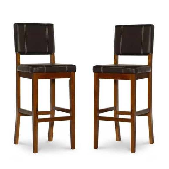 Home Square 2-Piece Furniture 30" Wood Bar Stool Set in Dark Brown