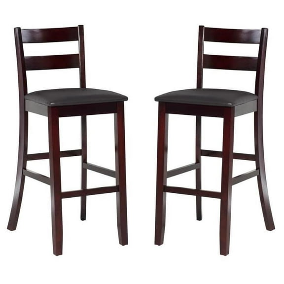 Home Square 2-Piece Furniture 30" Wood Bar Stool Set in Espresso