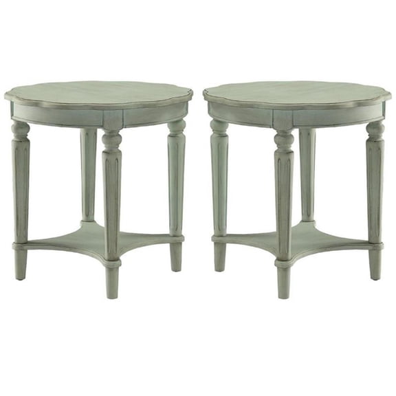 Home Square 2-Piece Furniture End Table Set in Antique Green