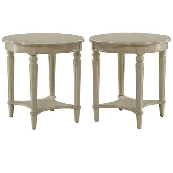 Home Square 2-Piece Furniture End Table Set in Antique White