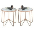 thumbnail image 1 of Home Square 2-Piece Furniture End Table Set in Frosted Glass and Rose Gold, 1 of 3
