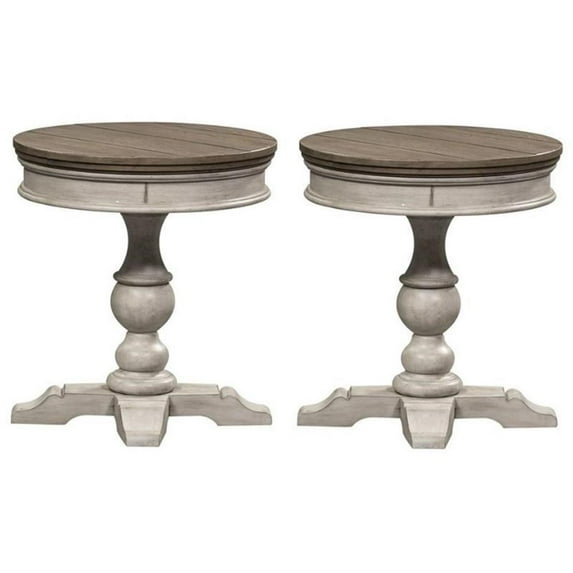 Home Square 2-Piece Furniture Heartland Round Pedestal Chair Side Table Set