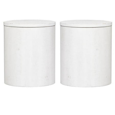 Home Square 2-Piece Furniture Modern Farmhouse Drum End Table Set