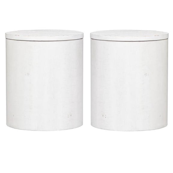 Home Square 2-Piece Furniture Modern Farmhouse Drum End Table Set