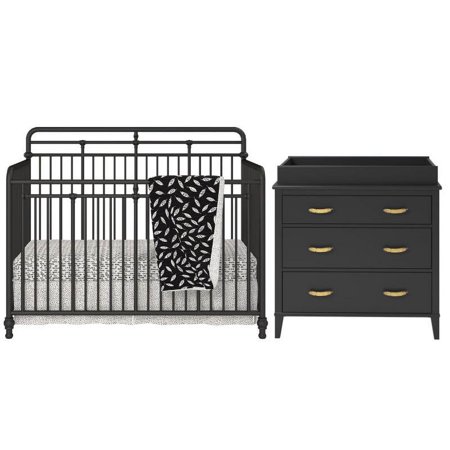 Home Square 2-Piece Furniture Set with Convertible Crib 3-Drawer Changing Table