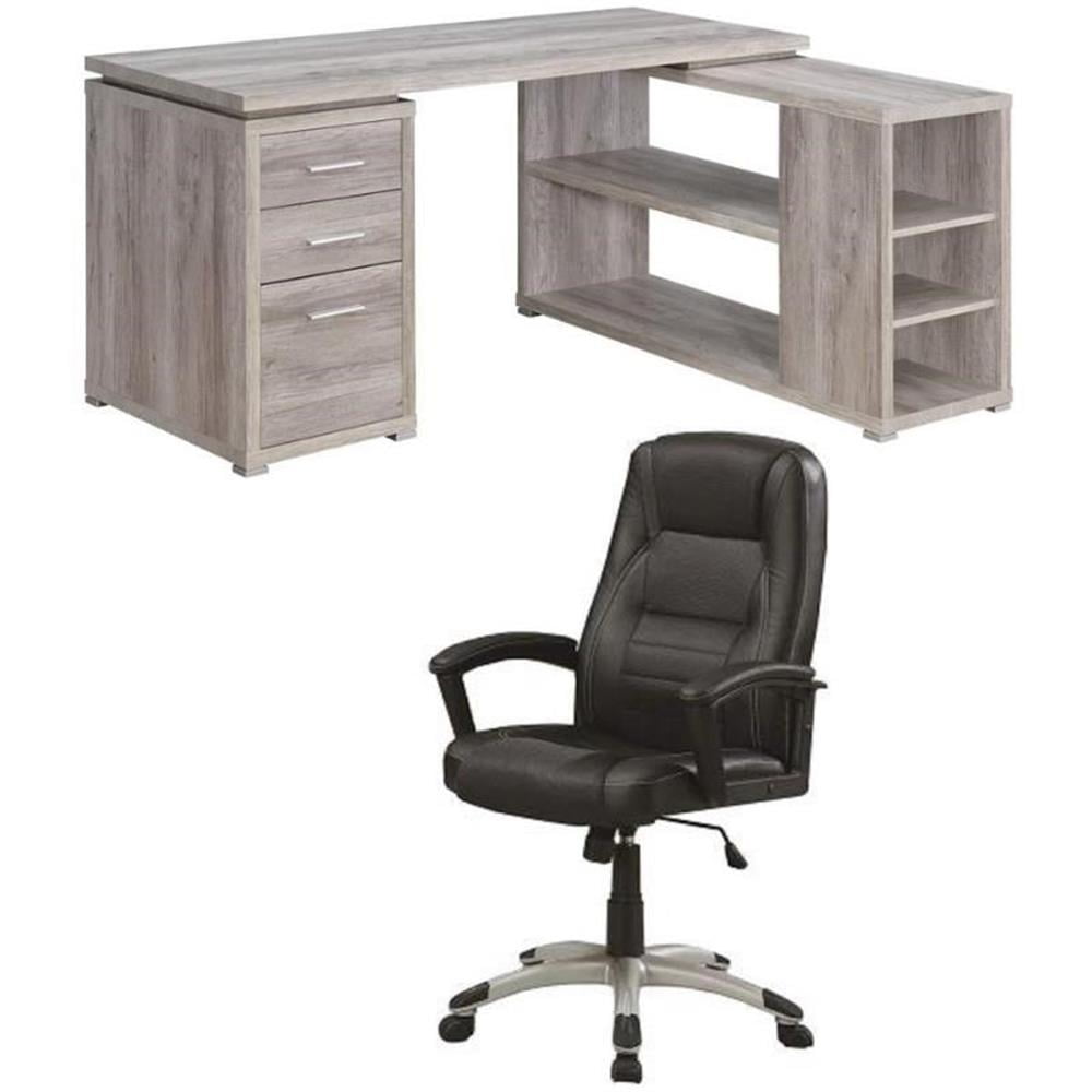 Home Square 2 Piece Furniture Set with L-Shaped Desk and Ergonomic Office Chair