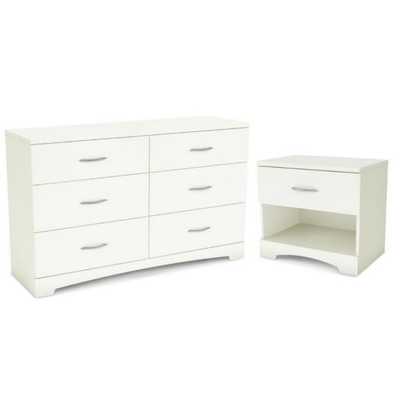 Home Square 2-Piece Furniture Set with Nightstand and 6-Drawer Double Dresser