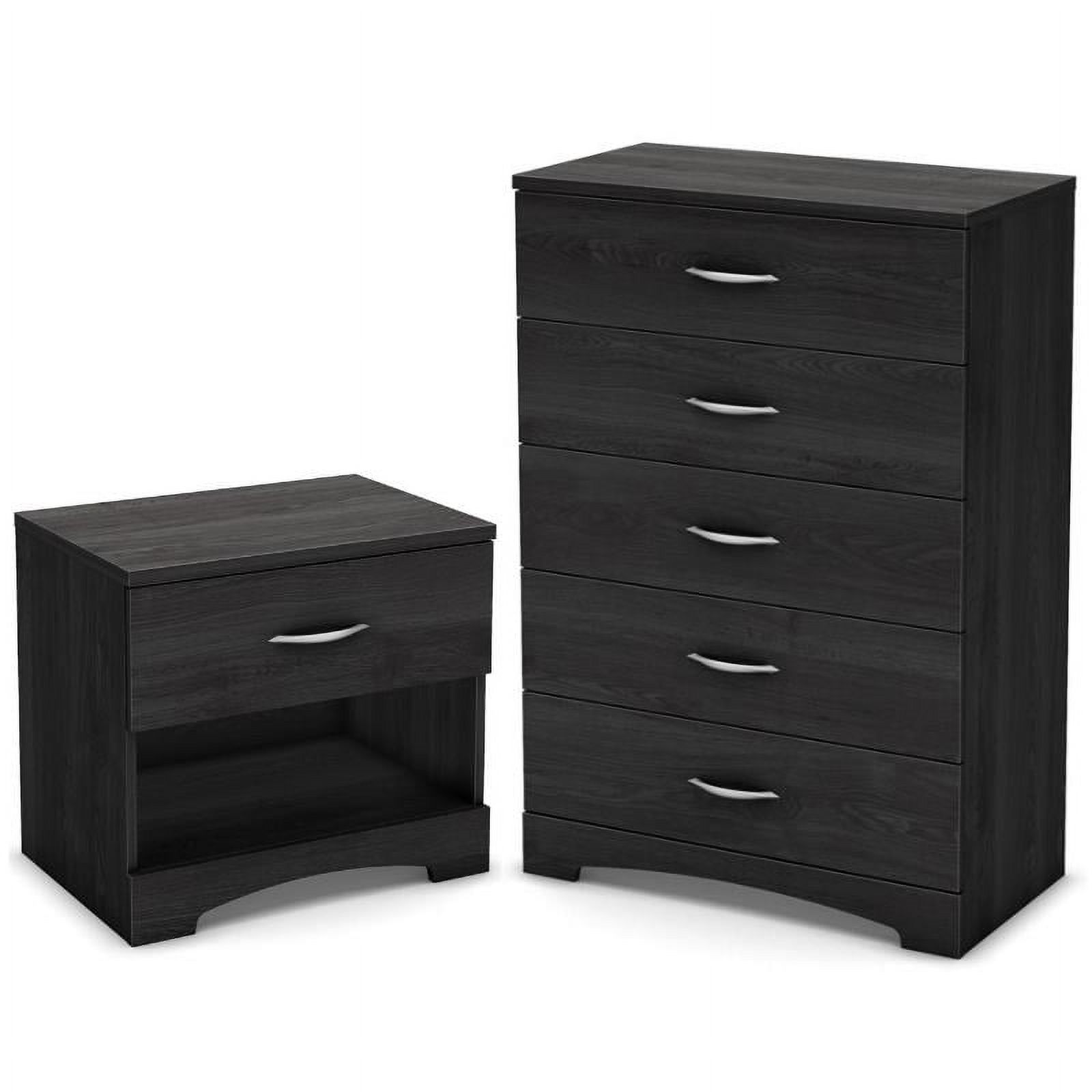 Home Square 2Piece Furniture Set with Nightstand and Chest in Gray Oak