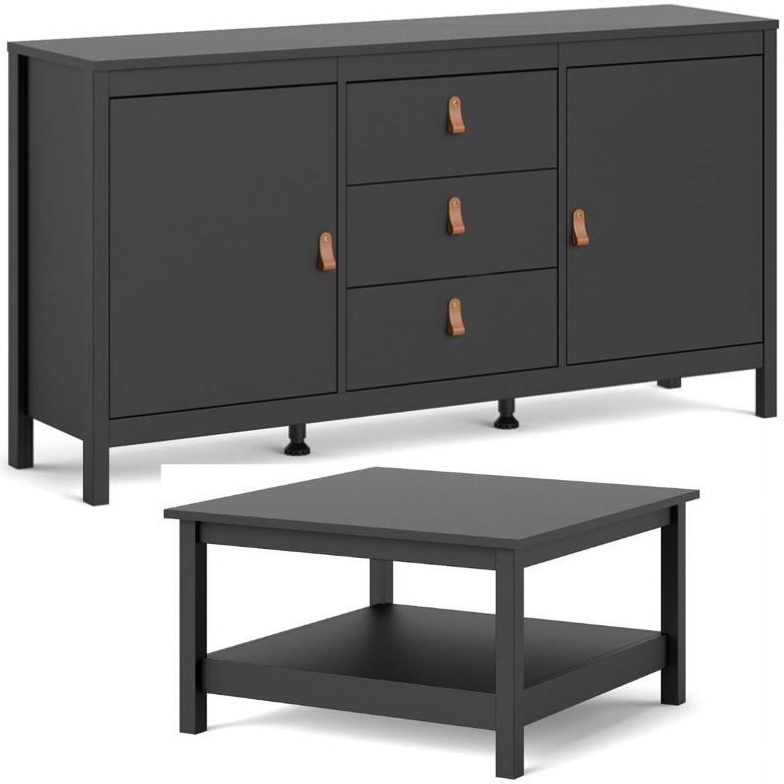 Home Square 2 Piece Furniture Set with Sideboard and Coffee Table in Black Matte