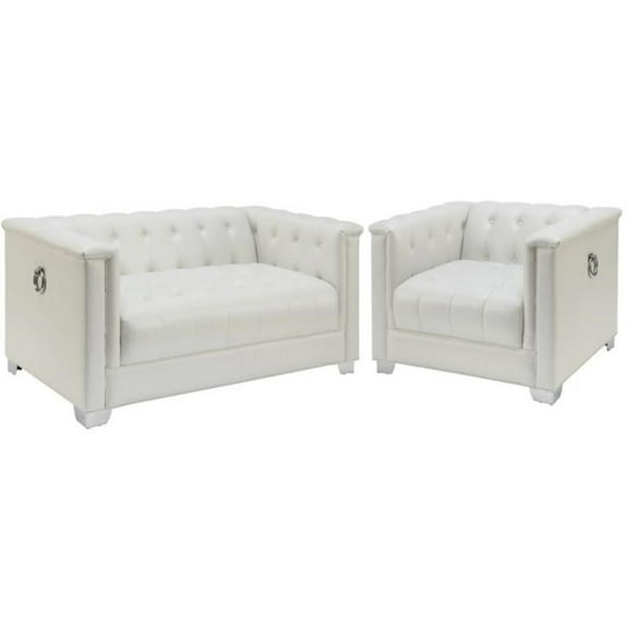 Home Square 2 Piece Furniture Set with Tufted Faux Leather Loveseat and Chair