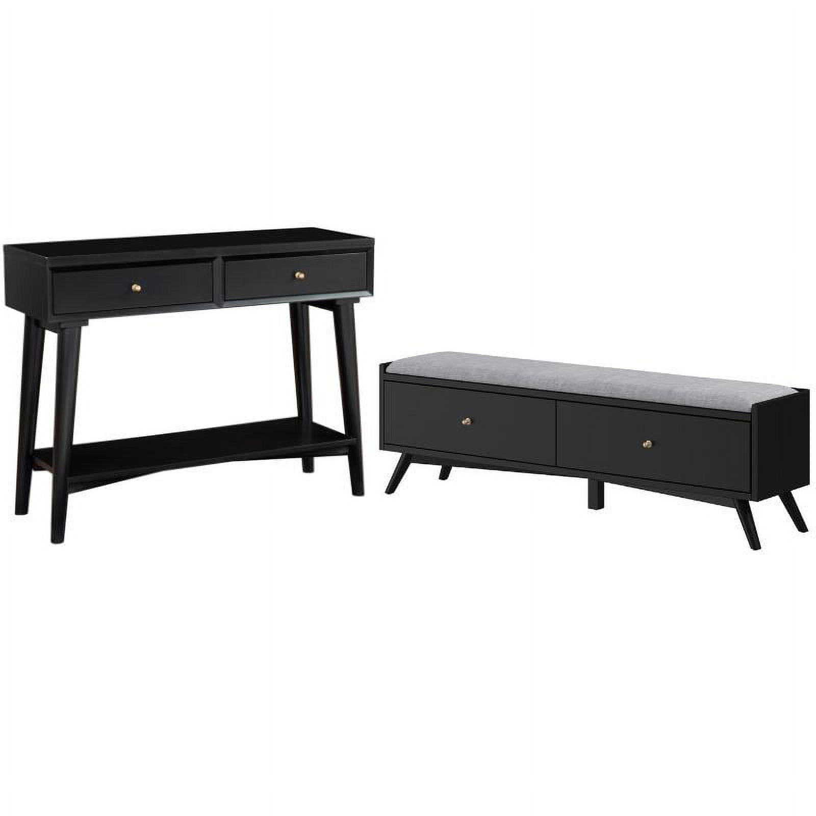Home Square 2 Piece Furniture Set with Wood Bench and Console Table in