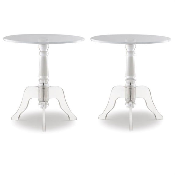 Home Square 2-Piece Furniture Transitional End Table Set in Clear