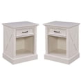 thumbnail image 1 of Home Square 2 Piece Lodge Solid Wood Night Stand Set with Drawer in White, 1 of 4