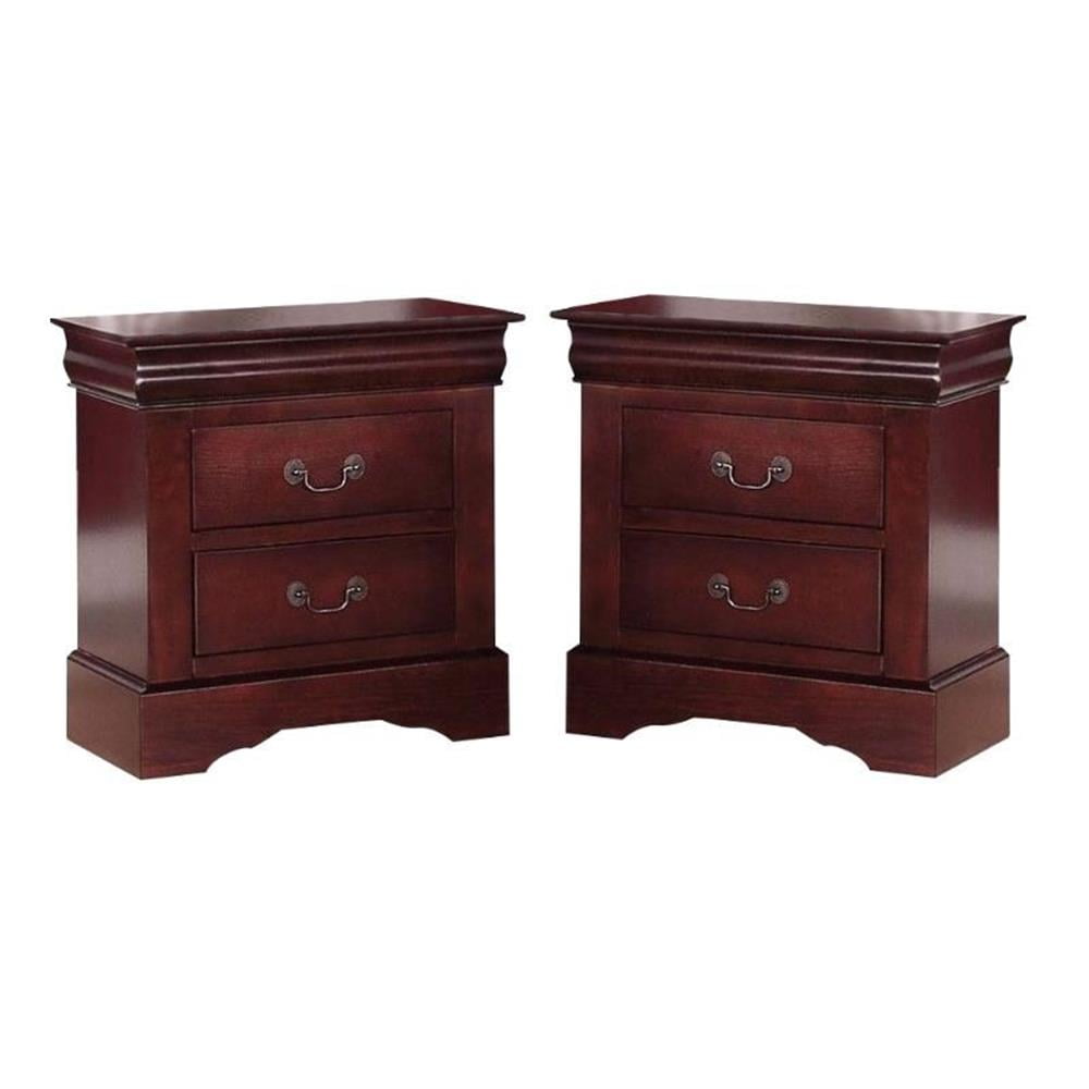 Home Square 2Pc Louis Philippe III Solid Wood Nightstand Set