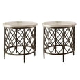 thumbnail image 1 of Home Square 2 Piece Metal Base End Table Set with Stone Top in Bronze, 1 of 5