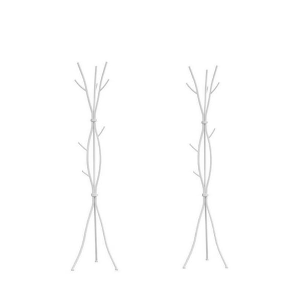 Home Square 2 Piece Metal Coat Rack Set in White