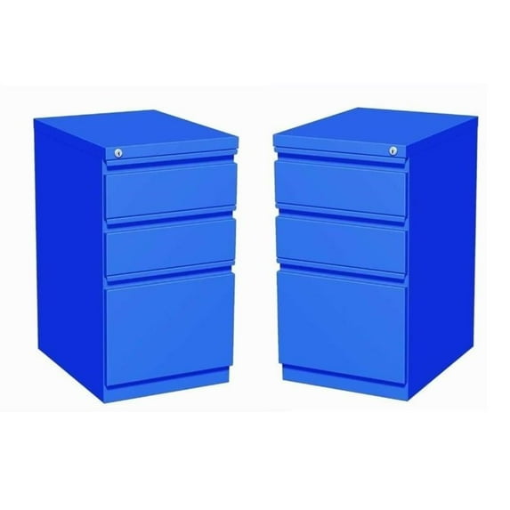 Home Square 2 Piece Metal File 3-Drawer Box/Box/File Set in Classic Blue