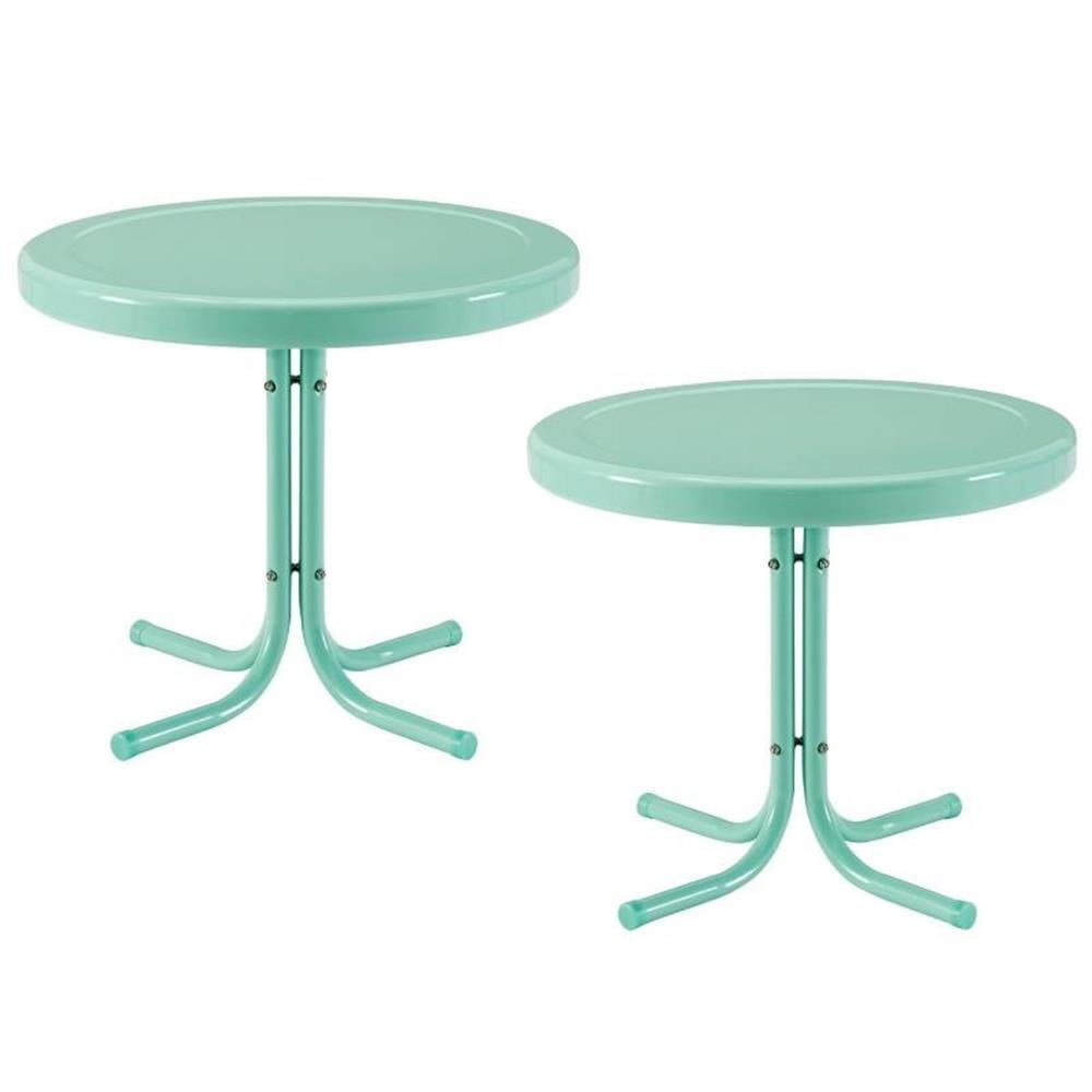 Aqua Retro Metal Round Outdoor Side Table
