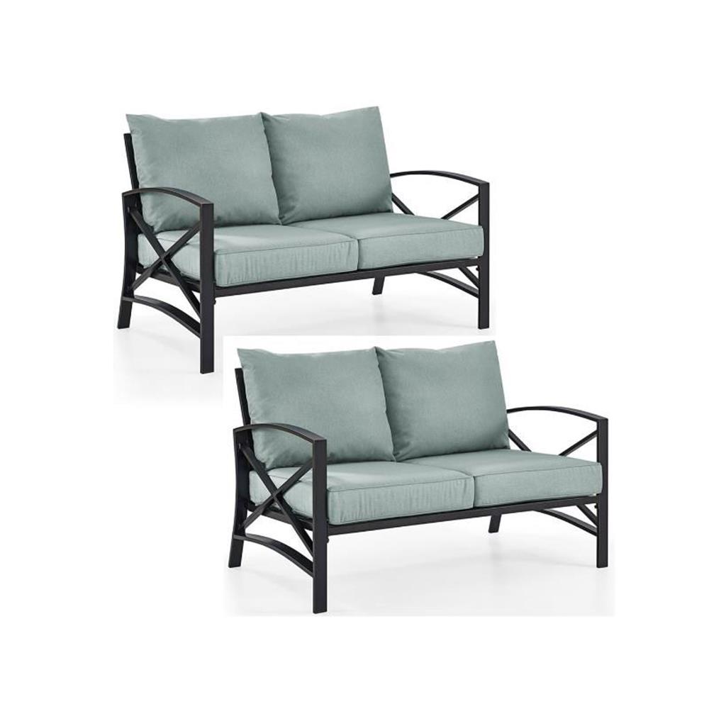 Home Square 2 Piece Metal Patio Loveseat Set in Oil Bronze and Mist ...